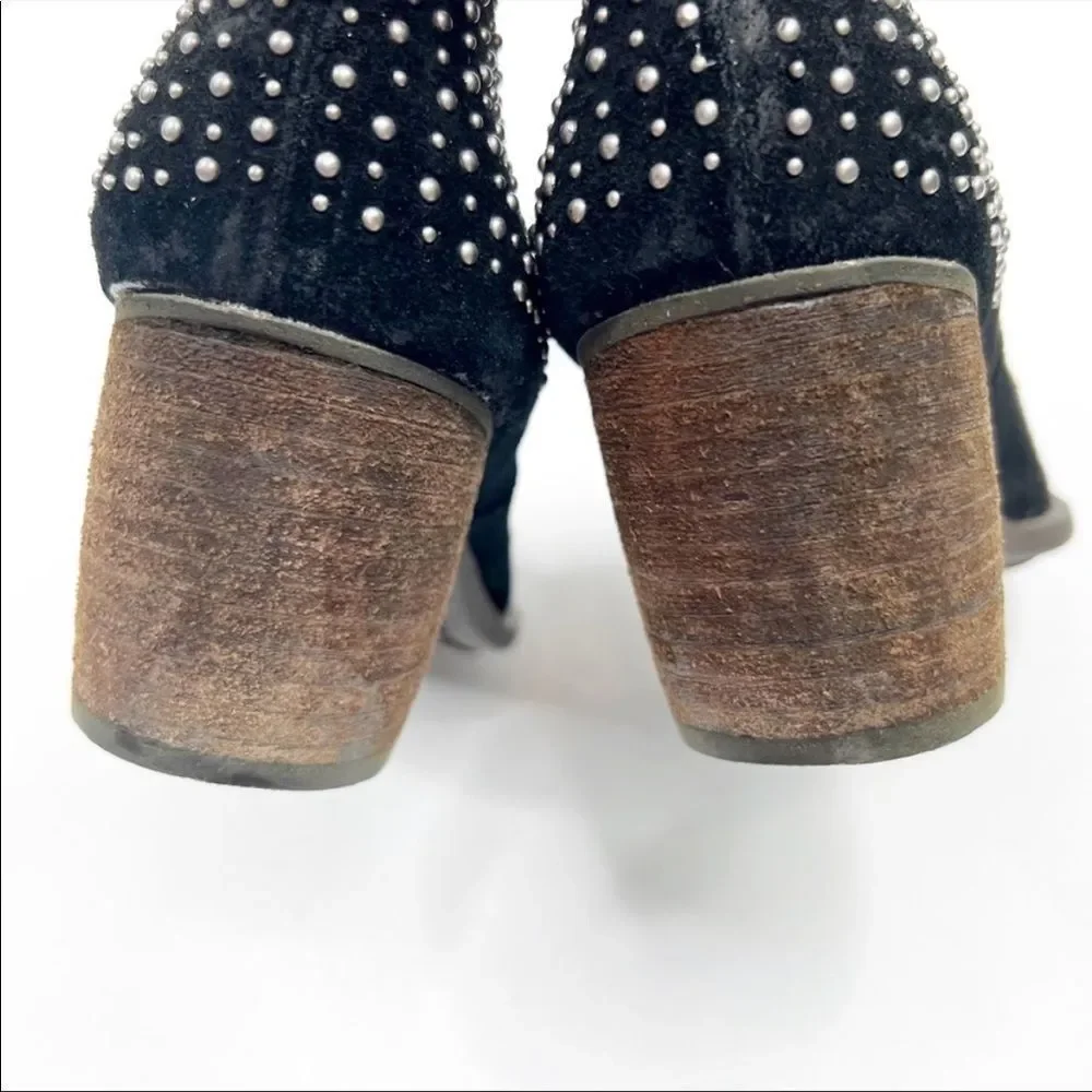 Naya Valerie Black Studded Suede Leather Bootie Size 6.5